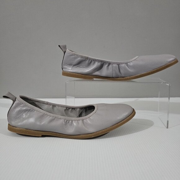 NEW Eileen Fisher Notion Ballet Flat Womens 8 Cloud Gray Nappa Leather Slip On - Picture 3 of 12